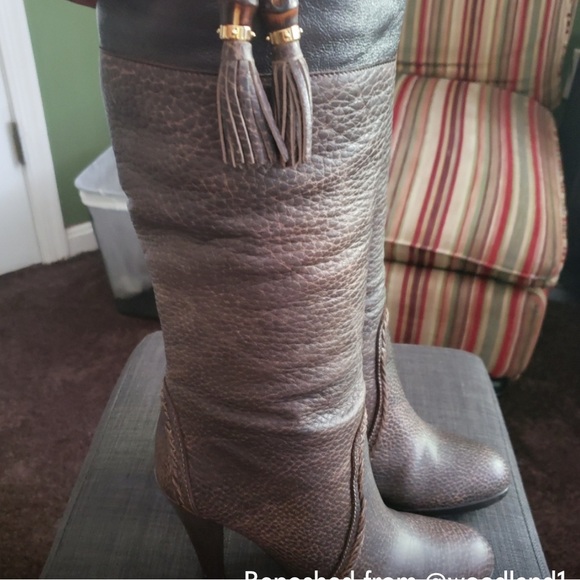 Gucci boots calf high with  bamboo tassel - Picture 6 of 8